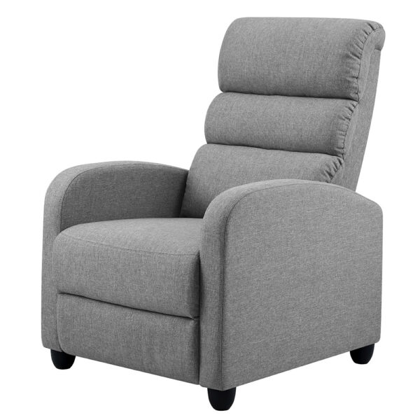 Aplusliving-Grey Fabric Recliner Chair High Resilience Foam Padded 135 Degree Tilt