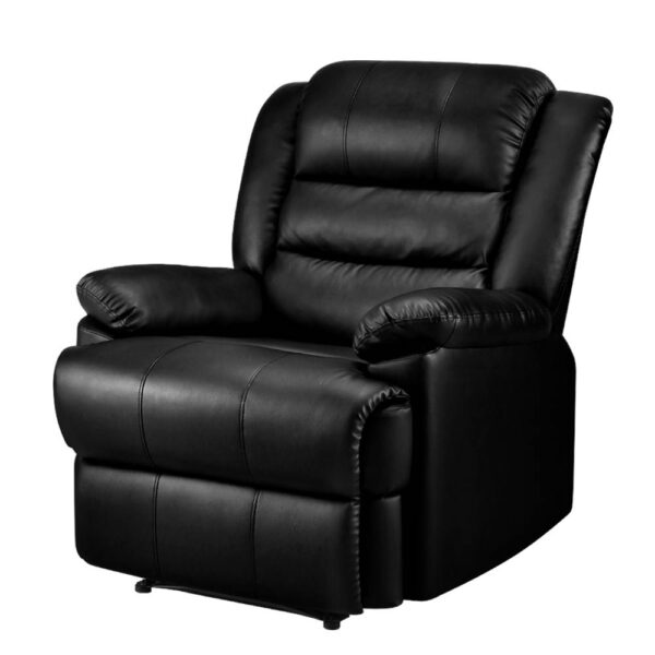 Aplusliving-Luxury Black Leather Recliner Chair 135° Adjustable High Resilience Foam Padding