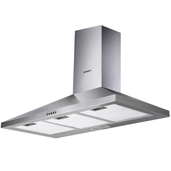 Aplusliving-900mm Stainless Steel Rangehood 90cm 3 Speed LED Light Wall Mount Kitchen Vent