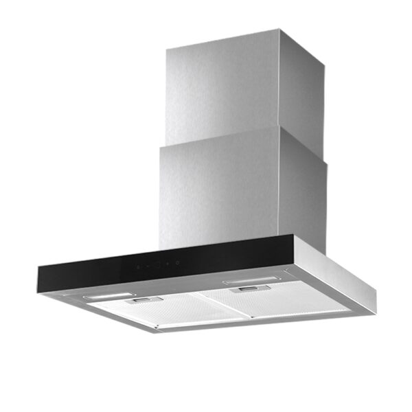 Aplusliving-60cm Black Tempered Glass Range Hood 900m3/h LED Lights 3 Speed Touch Control