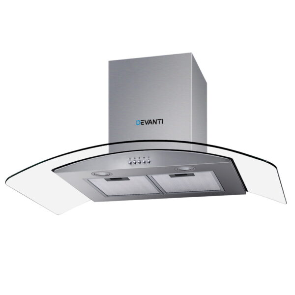 Aplusliving-900mm Stainless Steel Rangehood 90cm Glass Canopy 3 Speed LED Lights Energy Savi