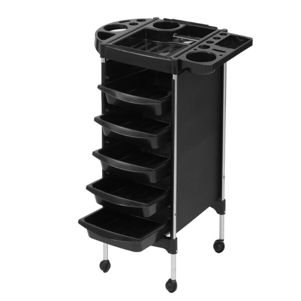 Aplusliving-Salon Trolley Black 6 Tiers Rolling Storage Beauty Hairdressing Cart