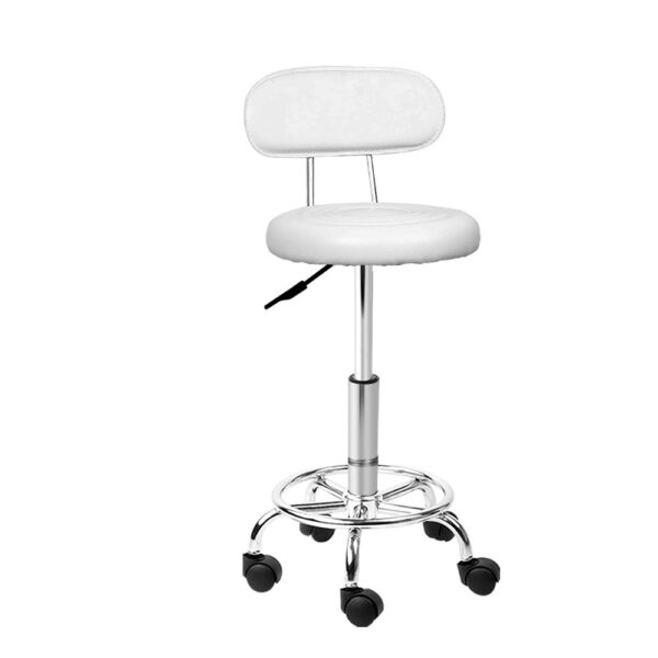 Aplusliving-Swivel Salon Stool with Backrest Adjustable Hydraulic Tattoo Chair White