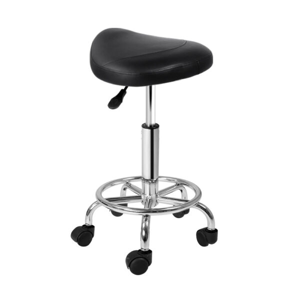 Aplusliving-Black PU Leather Saddle Salon Stool Swivel Adjustable Hydraulic Barber Chair