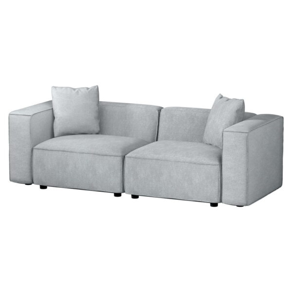 Aplusliving-Modular Sofa Chaise Set 2-Seater Grey Modern Linen Upholstery High Resilience Fo