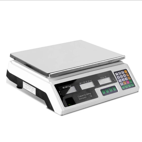 Aplusliving-40KG Digital Kitchen Scale Accurate Weighing LCD White Rechargeable Battery