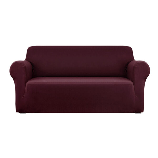 Aplusliving-3 Seater Stretch Sofa Cover Couch Slipcover Protector Burgundy Machine Washable