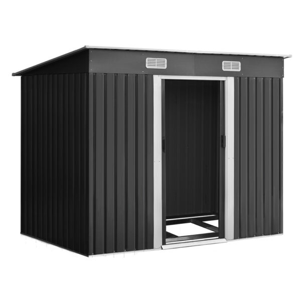 Aplusliving-Outdoor Garden Storage Shed 2.38x1.31M Metal Base Tool Workshop Sliding Door