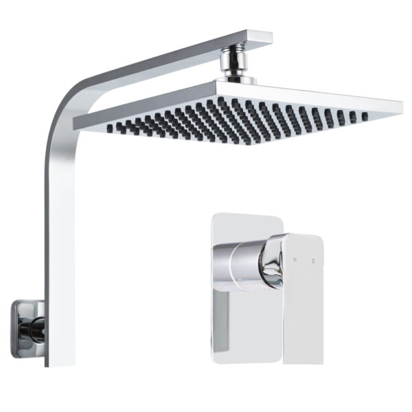 Aplusliving-8 Square Rain Shower Head High Pressure Wall Arm Mixer Chrome WELS WaterMark