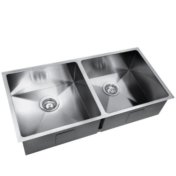 Aplusliving-86.5x44cm Stainless Steel Sink 304 Under Top Flush Mount Kitchen Silver