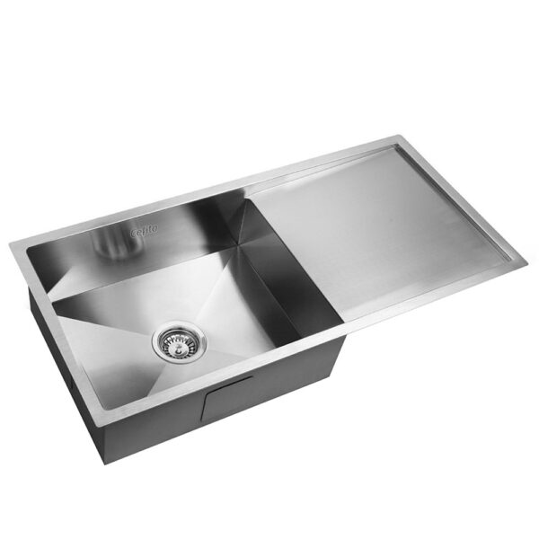 Aplusliving-96cm x 45cm Stainless Steel 304 Kitchen Sink Under Top Flush Mount Deep Bowl