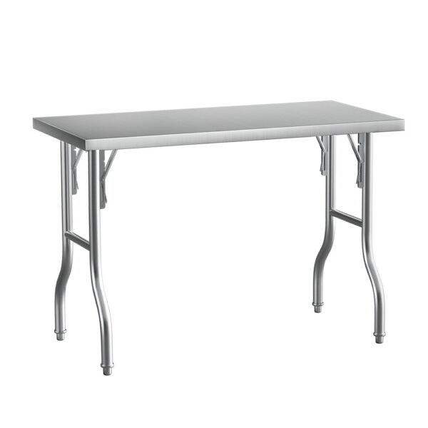 Aplusliving-Stainless Steel Kitchen Work Bench Food Prep Table Foldable Adjustable Feet 122x