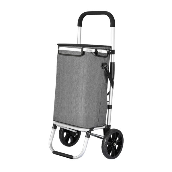 Aplusliving-Foldable Shopping Trolley Cart 45KG Grey Aluminium Frame Water Resistant Easy Cl