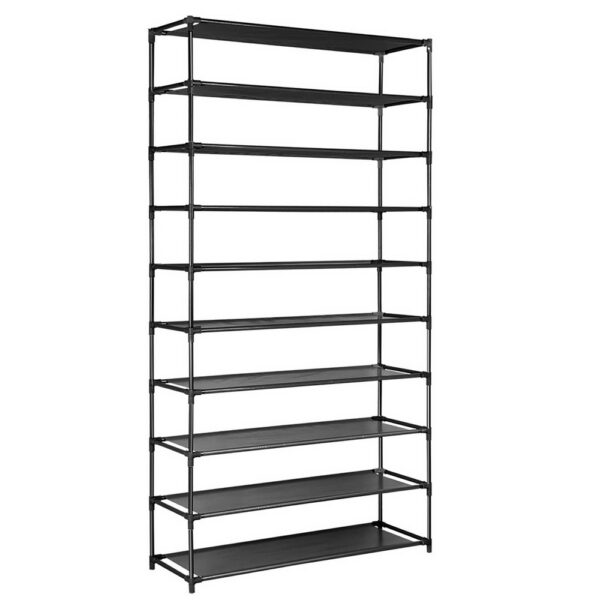 Aplusliving-Shoe Storage DIY Rack 10-Tier Black 50 Pairs