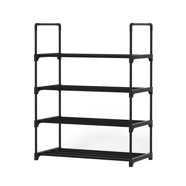 Aplusliving-4 Tier Stackable Shoe Rack 55cm Metal Storage Organizer Stand Black 10kg/Tier