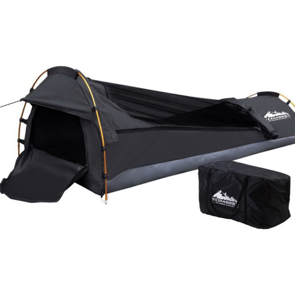 Aplusliving-Single Biker Camping Swag Grey Ripstop Canvas Waterproof with Foam Mattress