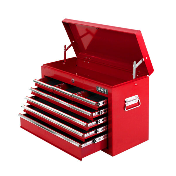 Aplusliving-9 Drawer Tool Chest Box Cabinet Storage Organizer Red Steel Lockable Garage