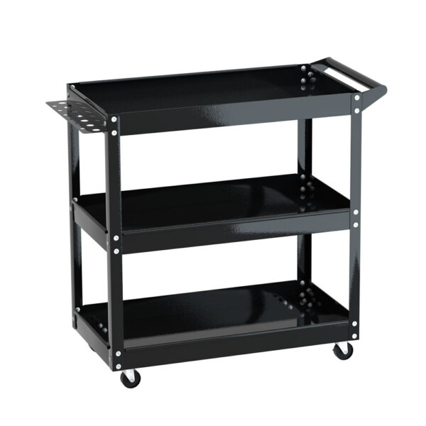 Aplusliving-3 Tier Steel Tool Cart Trolley Mechanic Storage Organizer Black 150kg Capacity