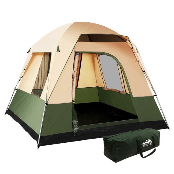 Aplusliving-4 Person Family Camping Tent Hiking Beach Outdoor UV Protection Green 255cm