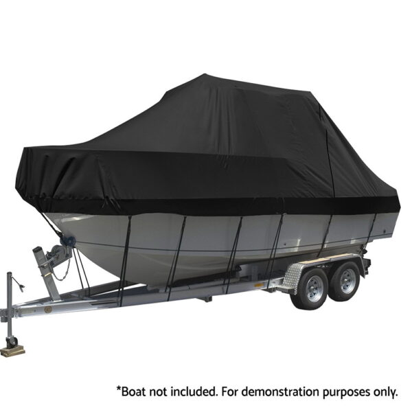 Aplusliving-Boat Cover 25-27ft Trailerable Jumbo Marine 600D Heavy Duty Black UV Resistant