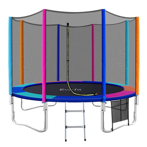 Aplusliving-12FT Kids Trampoline with Safety Net Enclosure Outdoor Pad UV Resistant 120kg