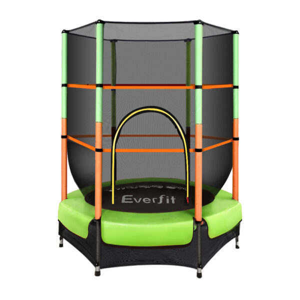 Aplusliving-4.5FT Kids Trampoline with Safety Net Pad Ladder UV Resistant Jump Mat Green