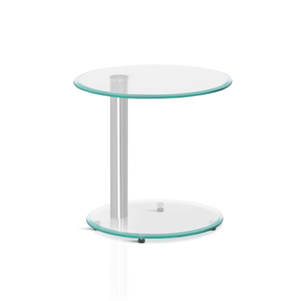 Aplusliving-Modern 2 Tier Oval Glass Coffee Table with Aluminum Stand Adjustable Feet