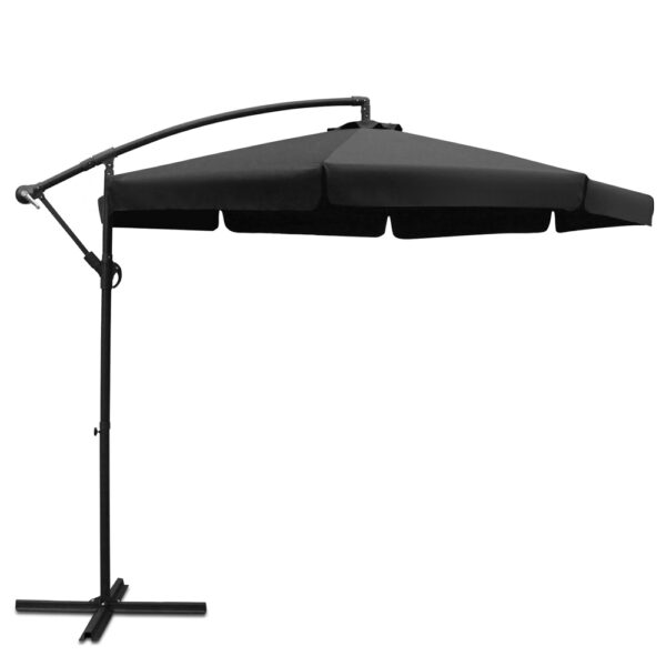 Aplusliving-Octagonal Outdoor Umbrella UV50+ Water Resistant Polyester Black Shade