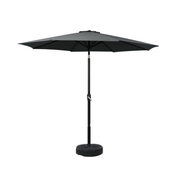 Aplusliving-2.7m Outdoor Garden Patio Umbrella with Tilt UV50+ Sun Shade & Water Base Black