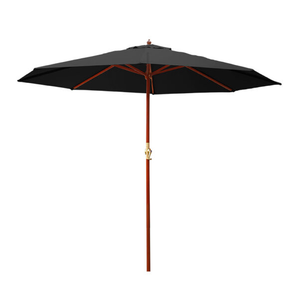 Aplusliving-Cantilever Outdoor Umbrella UV50+ Water Resistant Patio Garden Black