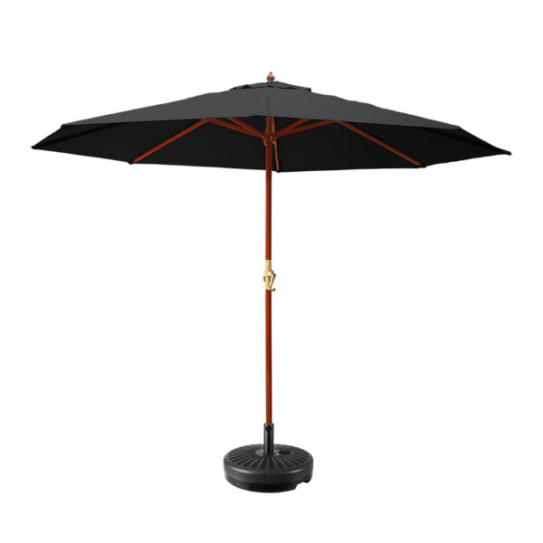 Aplusliving-Octagonal Outdoor Umbrella UV50+ Water Resistant with Portable Base Black