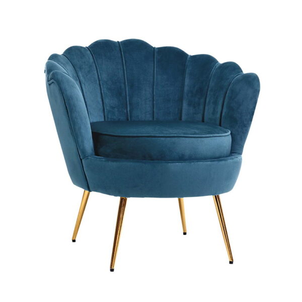 Aplusliving-Velvet Accent Armchair Shell Back High Resilience Foam Navy Blue Gold Legs