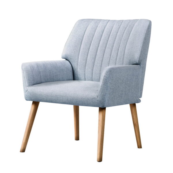 Aplusliving-Comfortable Grey Fabric Armchair High Resilience Foam Padded Seat Wooden Legs