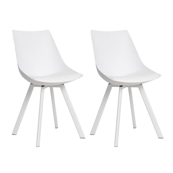 Aplusliving-Set of 2 White PU Leather Dining Chairs Cushioned Modern 150kg Capacity