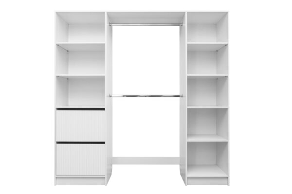 Aplusliving-Basel 2M Walk In Wardrobe Kit Fluted 2000H x 2000W x 450D Storage Solution