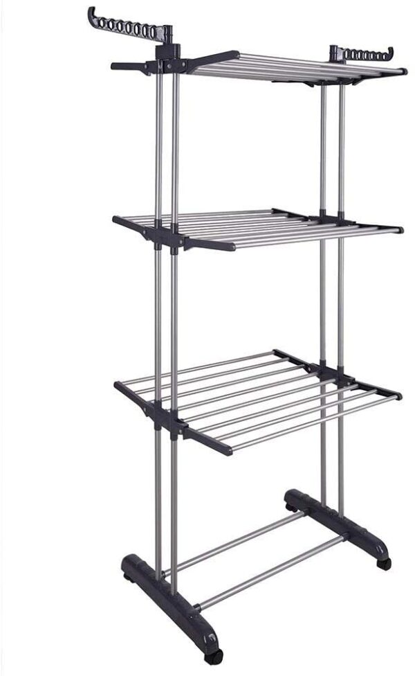 Aplusliving-3 Tier Foldable Clothes Drying Rack Laundry Dryer Hanger Stand Rail Indoor