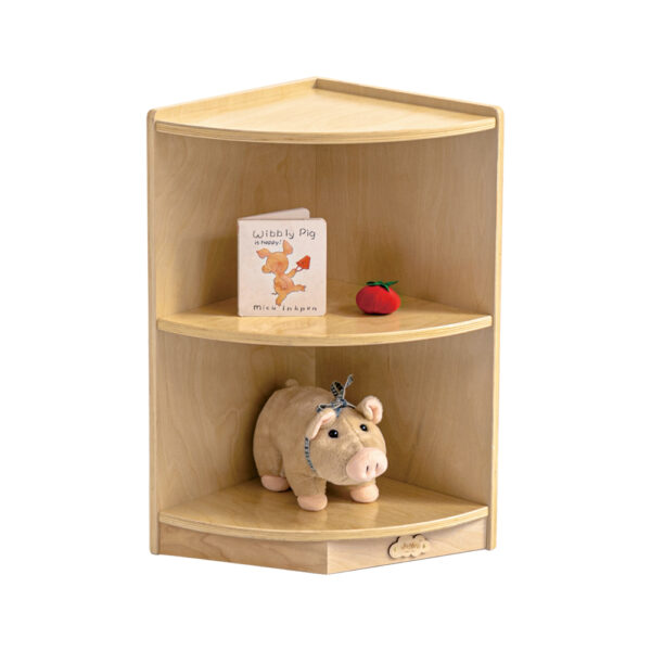 Aplusliving-Kids Wooden 2 Tier Corner Shelf Storage Cabinet Space-Saving Original Wood Color