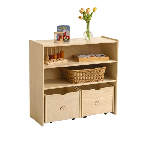 Aplusliving-Kids Storage Cabinet with 2 Shelves and Pull Out Drawers for Classroom or Bedroo