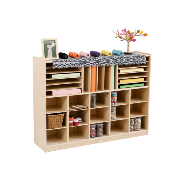 Aplusliving-15 Cubby Cabinet Kids Bookshelf Organizer Storage Shelves for Home or Classroom