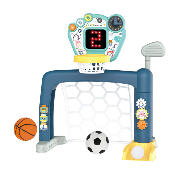 Aplusliving-Adjustable Indoor Basketball Soccer Goal Golf Set for Kids with Balls and Golf C