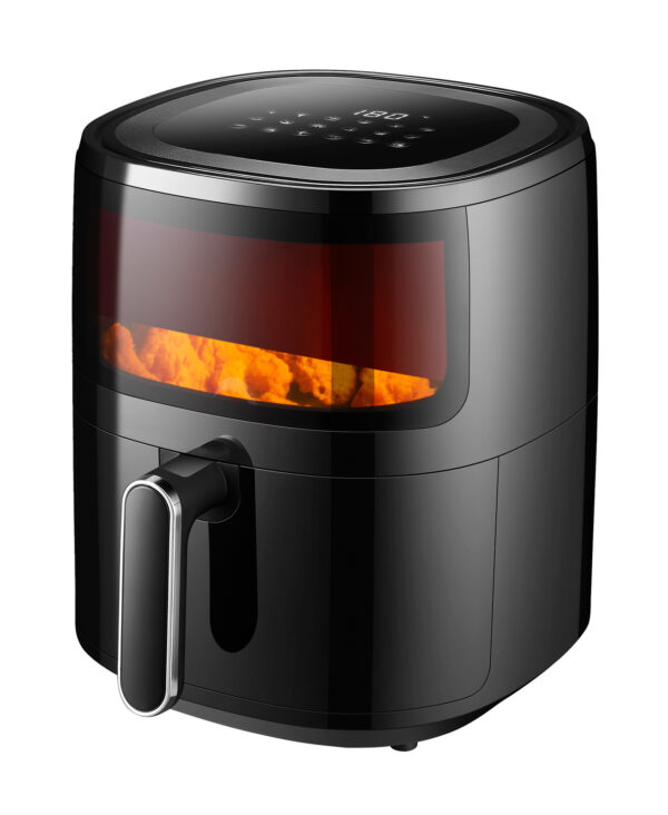 Aplusliving-6L Digital Air Fryer 1600W Glass Window Healthy Cooking Pre-set Functions Black