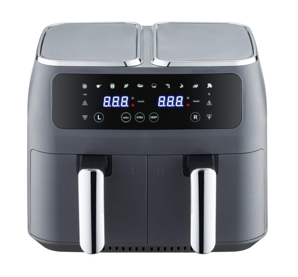 Aplusliving-Dual Zone Digital Air Fryer 8L 200C 10 Cooking Programs Adjustable Temperature