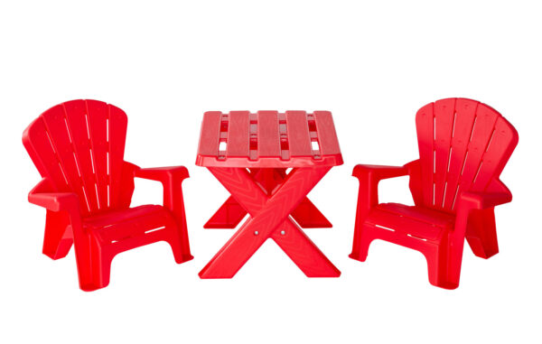 Aplusliving-Kids Durable Table and Two Child-sized Chairs Set Red Easy to Clean Lightweight