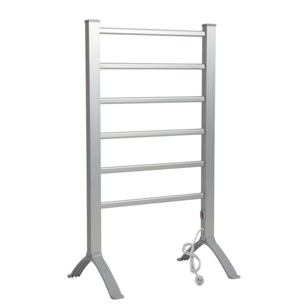 Aplusliving-Standing Heated Towel Rail Vertical Warming Rack 6 Heated Rails 5kg Capacity IPX