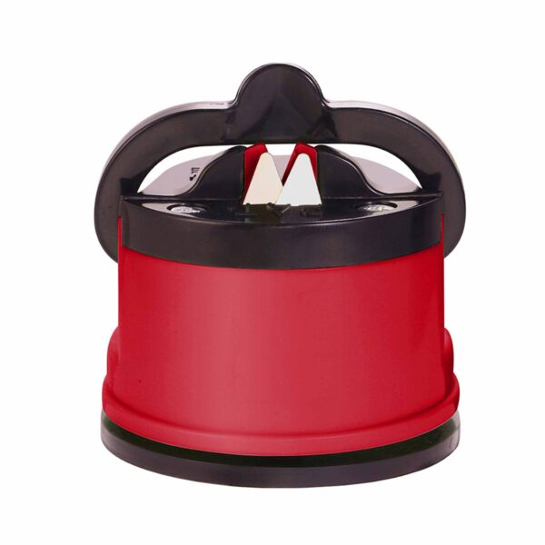 Aplusliving-Kitchen Knife Sharpener Suction Grip for Knives Blades Scissors Red Durable ABS