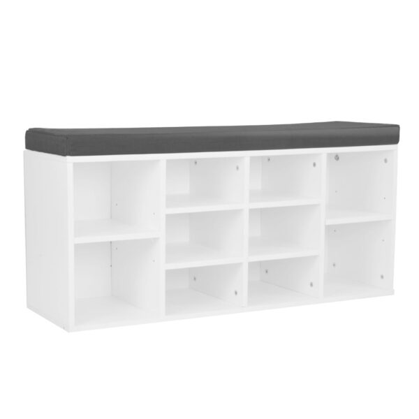 Aplusliving-Shoe Rack Cabinet Organiser Grey Cushion Stool Bench Ottoman 104 X 30 X 45 White