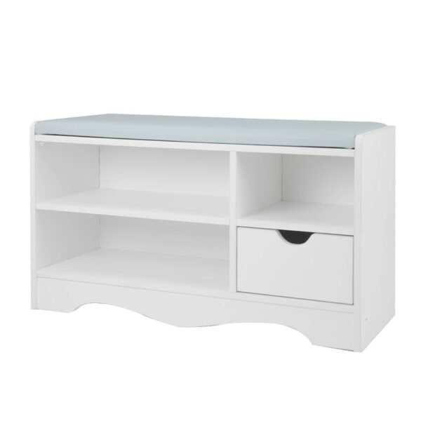 Aplusliving-Shoe Rack Cabinet Organiser Grey Cushion Stool Bench 80 X 30 X 45 White Storage