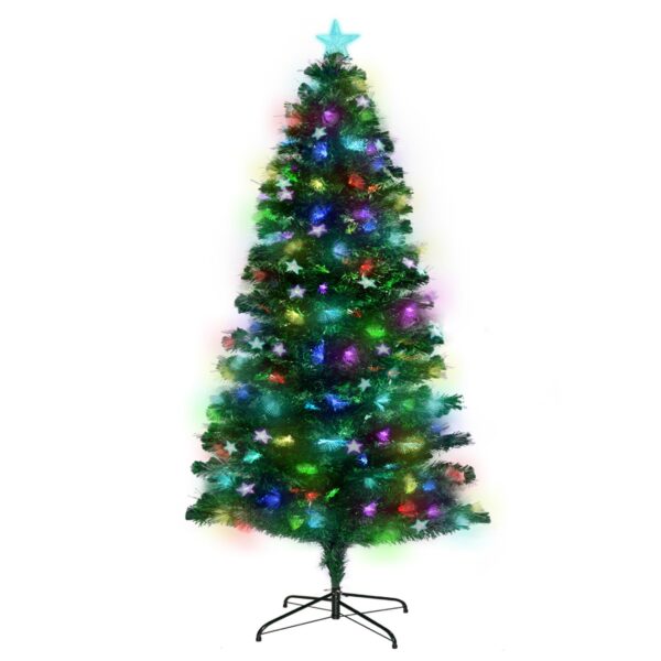 Aplusliving-Fibre Optic Christmas Tree Pre Lit Multi-Coloured Lights Star Topper Easy Assemb