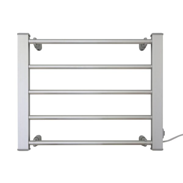 Aplusliving-Heated Towel Rack Electric Bathroom Towel Rails Warmer Wall Mounted Silver 450mm