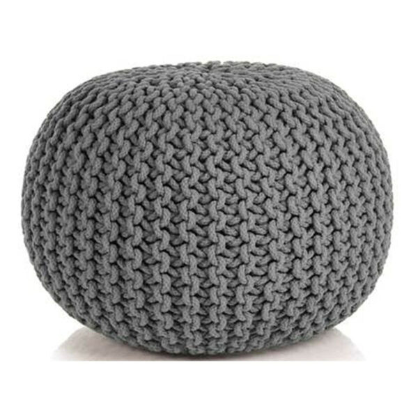 Aplusliving-Braided Ottoman Pouffe Footstool Hand Knitted Grey Cotton Pouf Living Room Decor